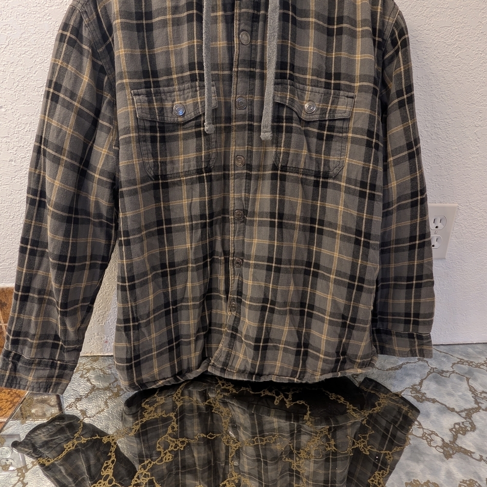 Craftsman Men's Gray and Tan Plaid Shirt Jacket